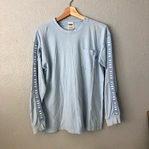 VS Pink Light Blue Long Sleeve with Logo